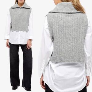Holzweiler Hafjell Knitted Sleeveless Tie Quarter Zip Sweater Vest One Size Gray